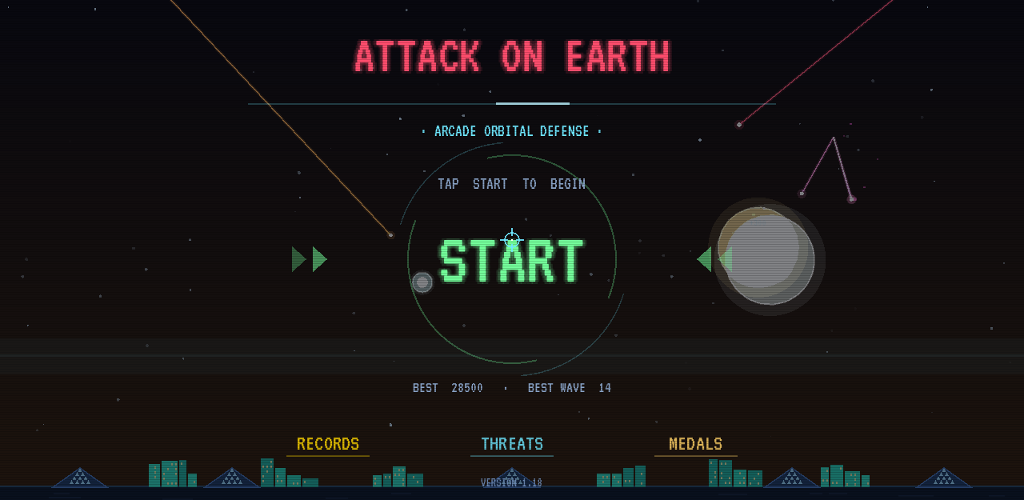 Attack on Earth — pantalla de inicio